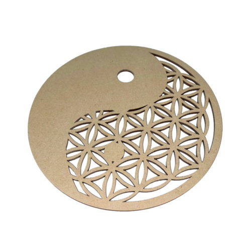 Plaque de rechargement Fleur de Vie Yin Yang - Bois sculpté