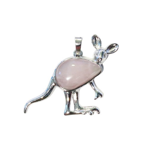 pendentif quartz rose kangourou