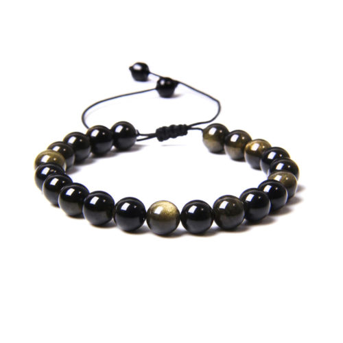 bracelet obsidienne dorée