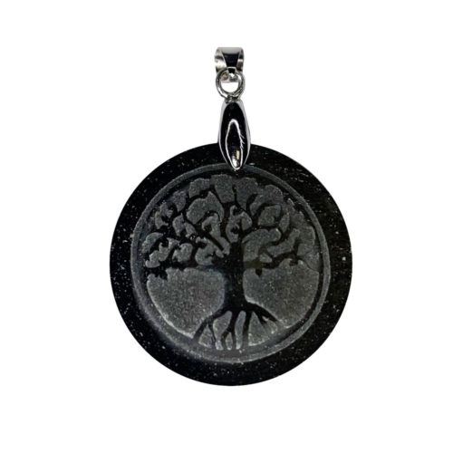pendentif obsidienne dorée arbre