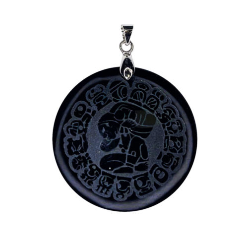 pendentif obsidienne noire calendrier