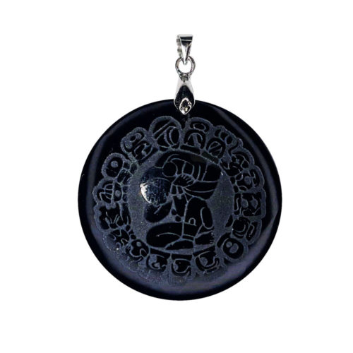 pendentif obsidienne noire calendrier