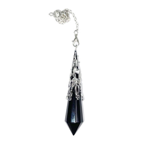 pendule tourmaline noire métal