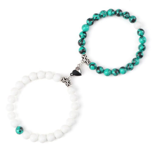 bracelets onyx blanc howlite bleue