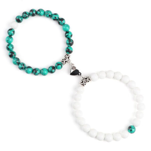 bracelets onyx blanc howlite bleue