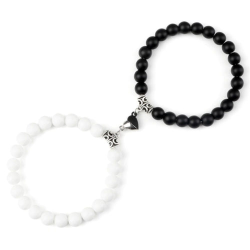 bracelets onyx blanc noir mat