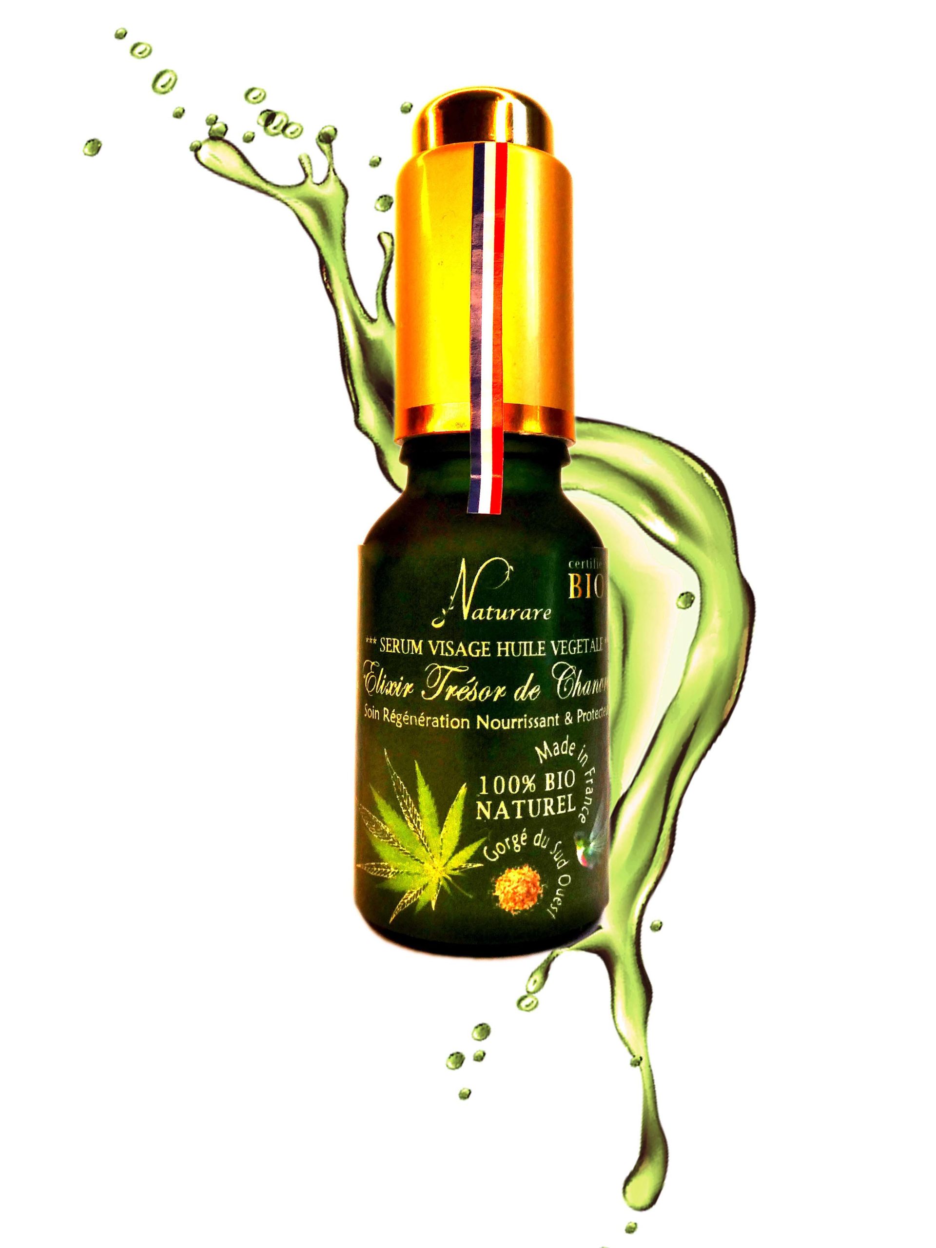 Naturare - Serum regeneration nutrition - Elixir Trésor de Chanvre BIO pure vierge huile vegetale du Sud Ouest Made in France
